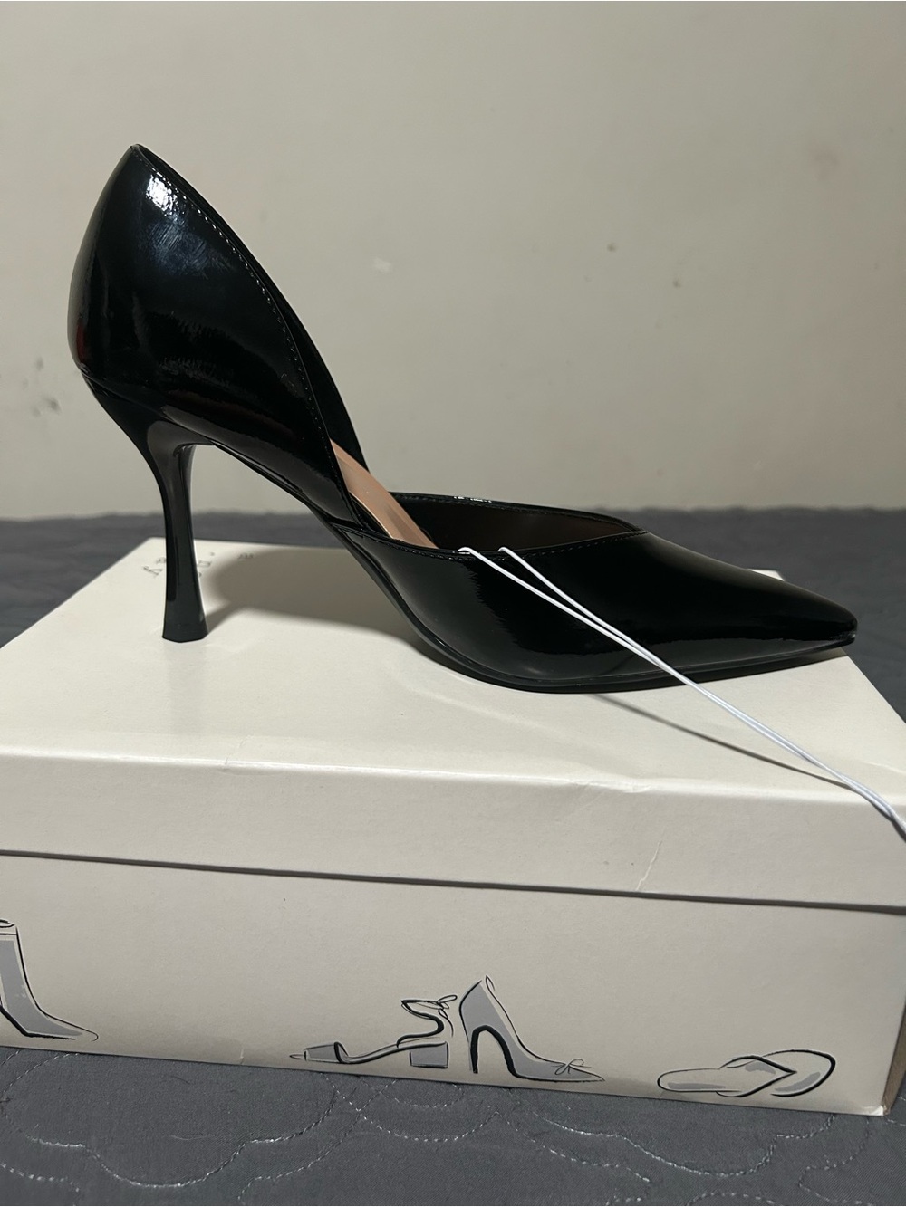 a new day Black Patent Pointed-Toe D'Orsay Stiletto Heel